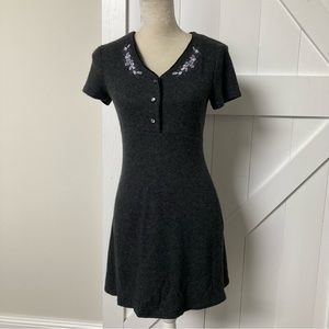 Vintage 90s skater mini dress embroidered grunge  girlhood stretch fabric S